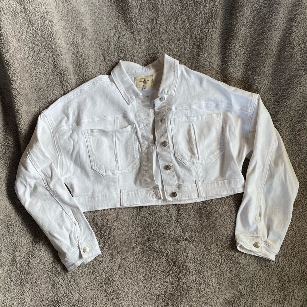 Cropped White Denim Jacket